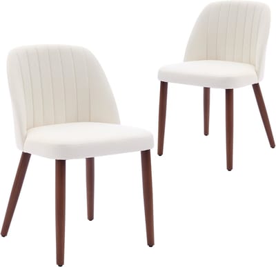 Moderne Eetkamerstoelen Met Stoffen Bekleding En Houten Poten - 2 Stoelen - Grijs