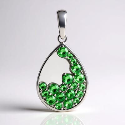Cavill - Zilveren hanger 925 sterling zilver gerhodineerd - AAA Keniaanse tsavoriet 0,81 ct druppelvorm - Groen, elegant, prong zetting