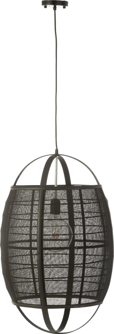 J-Line hanglamp Ion - linnen/bamboe - zwart - large