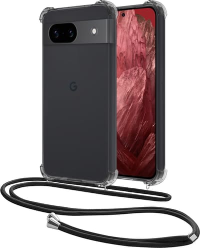 Hoesje - Geschikt voor Google Pixel 8a - Met Koord - Shock Proof - Siliconen Case - Back Cover - Telefoonkoord - Telefoon Hoes Shockproof - Telefoonketting - Transparant
