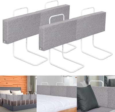 Bedhekje - Verstelbaar - Bedhek - 4x50cm(200CM) Bedhek Babybed - Valbeveiliging - 5-niveaus Hoogteverstelbaar Valveilig Bedhek - Kinderbedhek voor Gezinsbed en Kinderbed - Grijs