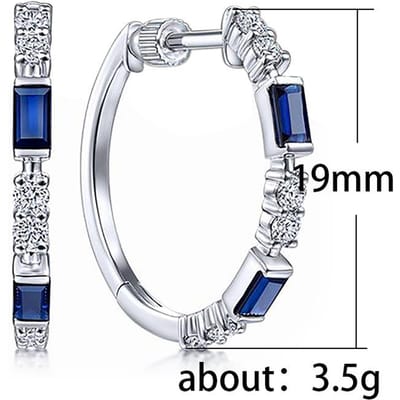 Boucles d'oreilles créoles rondes petites et délicates pour femmes Mode Cristal Bleu Zircon Accessoires élégants pour dames Bijoux de soirée Cadeaux d'anniversaire gray