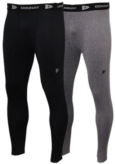 2-Pack Donnay - Compressie Legging - Thermo/Sportlegging - Heren - Black/Charcoal-marl (1076) - maat S