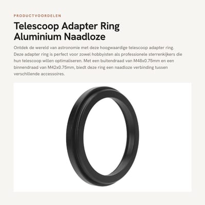 Dailygoods - Telescoop Adapter Ring - Aluminium - Naadloze verbinding - M48x0.75mm naar M42x0.75mm - Telescoop Accessoire - Geschikt voor Astronomie -...