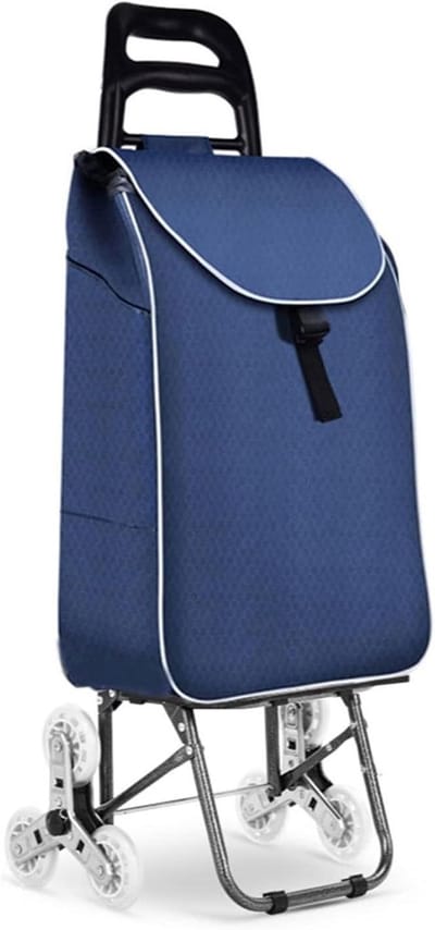 Boodschappentrolley Trapklimmer - Draagtas Kar - Boodschappen Vervoeren - Roestbestendige Metalen Structuur - 44" x 26" x 25" - Blauw