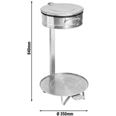 GGM Gastro Müllsackhalter - Ø 350 mm - mit Fusspedal - Edelstahl Zilver