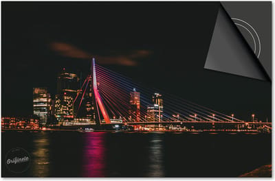 Inductie beschermer 60x60 - afdekplaat inductie mat - Dietrix Kookplaat beschermer - Exclusief - Steden - Rotterdam Erasmusbrug Kleur