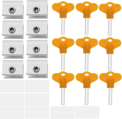 Dailygoods- Raamsloten 8 Stuks - Beperkingssloten - Duurzaam Metaal/Kunststof - Geschikt voor Schuifdeuren - Voor Terras/Glazen Schuiframen - Afmetingen 29x23.5x22.5mm - Schuifraamslot