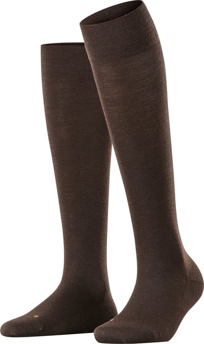 FALKE Sensitive Berlin drukvrije comfort tailleband wol katoen kniekousen dames bruin - maat 39-42