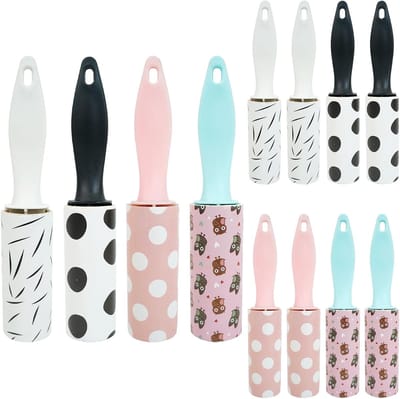8 stuks mini pluizenroller – Reisformaat plakkerige reiniger, geschikt voor huishouden, dierenhaar, kleding, meubilair en autostoelen