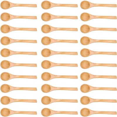 30 stuks Mini Natuurlijk Houten Kinderlepel Keuken Kruidenhulpmiddel beige