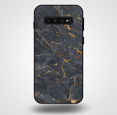 Smartphonica Telefoonhoesje voor Samsung Galaxy S10 Plus met marmer opdruk - TPU backcover case marble design - Goud Grijs geschikt voor Samsung Galaxy S10 Plus