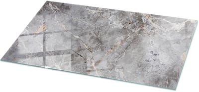 Tulup Tafelblad Glas - Natuurlijk Marmerpatroon Glazen Plaat - 100 cm x 50 cm - Grijs Glasplaat Tafel - Rechthoekig Tafelblad Glas - Glazen Tafelblad voor Tuin of Terrastafels - Gehard Glas