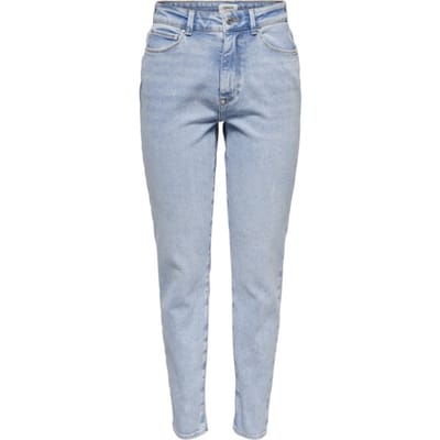 Only blauwe dames jeans   Emily   High waist   Bleached wash wassing   Regular fit   5-Pocket zakken   Knoop- en ritssluiting   Duurzaam   High waist