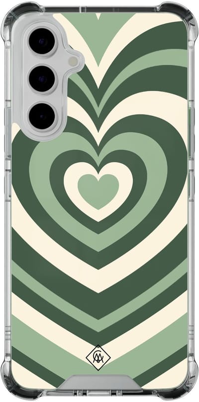 Casimoda® hoesje - Geschikt voor Samsung Galaxy A54 - Groen Hart Swirl - Shockproof case - Extra sterk - TPU/polycarbonaat - Groen, Transparant