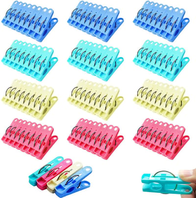 Dailygoods- Wasknijpers 112 Stuks - Extra Sterke Wasknijpers - Antislip Kledingclips - Kunststof Wasknijpers - Kleur: Blauw/Groen/Geel/Roze - 5,5 cm x 3 cm - Wasclips