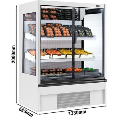 GGM Gastro Wandkühlregal - 1330mm - 370 Liter - mit 2 doppelt verglasten Flügeltüren & 4 Ablagen Wit