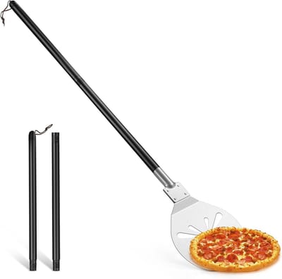 Perforated Pizza Schep van RVS met Afneembare Handgreep voor Pizza, Brood en Taart - 20.3 x 28.2 x 110 cm, Makkelijk Schoon te Maken en Duurzaam