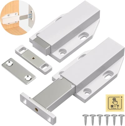 2x Magnetische Push Open Sluiting voor Kast, Lade en Keukenkastdeur - Drukslot Zonder Greep