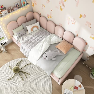 DESMIU Gestoffeerd Eenpersoonsbed 90x200 cm Met Verstelbare Zijdelen En Verborgen Opbergruimte Voor Jeugd Kamer En Logeerkamer Fluweel Roze Zonder Matras