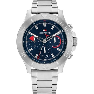 Tommy Hilfiger TH1792113 BRYAN Heren Horloge - Mineraalglas - Staal - Zilverkleurig - 46 mm breed - Quartz - Vouw/Vlindersluiting - 5 ATM (douchen)