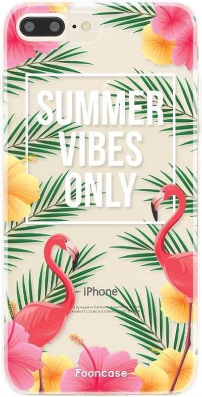 Fooncase Hoesje Geschikt voor iPhone 8 Plus - Shockproof Case - Back Cover / Soft Case - Summer Vibes Only