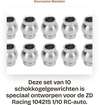 Dailygoods - Duurzame Metalen Schokkogelgewrichten voor ZD Racing 10421S, Set van 10 Stuks