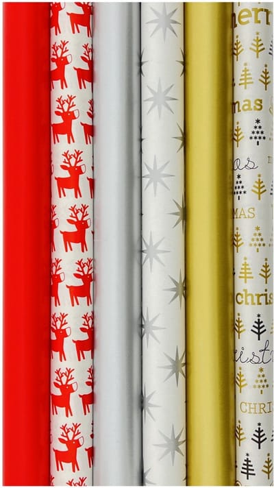 Santa cadeaupapier - Kerstpapier inpakpapier voor Kerst - diversen afmetingen - 6 rollen