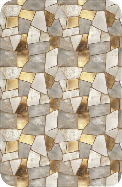 WC mat 40x60 cm - Antislip - Mozaïek - Marmer - Goud - Toiletmat - Vloermat - Douchemat - Toilet tapijt - Toiletmatten