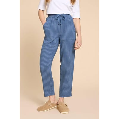 White Stuff Elle Linen Blend Trouser Blue Size: 18 REGULAR | Straight Pants Outlet | Dames | Blauw