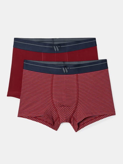 Woody Heren Boxer Duopack Bordeaux en Gestreept Rood XXL