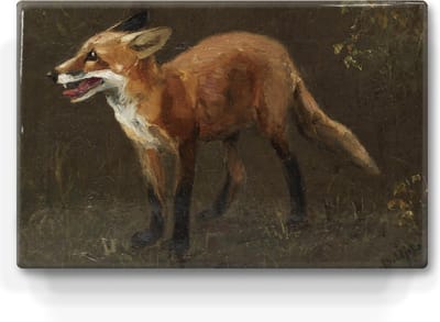 Vos - Bruno Liljefors - 30 x 19,5 cm - Niet van echt te onderscheiden schilderijtje op hout - Mooier dan een print op canvas - Laqueprint.