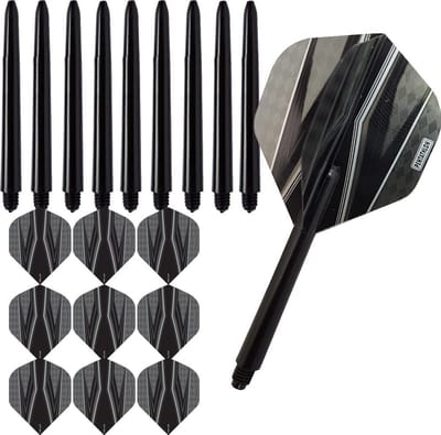ABC Darts - Dart Flights en Dart Shafts - Pentathlon Spitfire Zwart - 3 sets