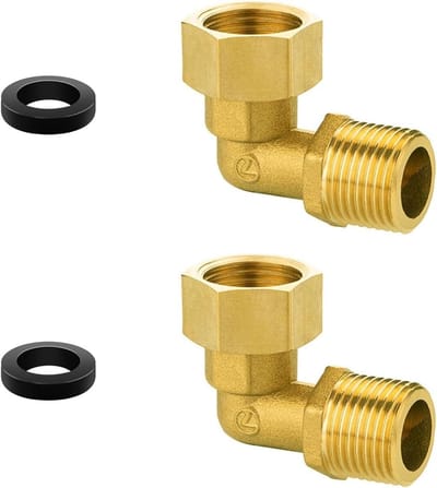Allecta - Messing schroefverbinding 1/2 inch, 90 graden hoek, draaibare moer - Slangaansluiting accessoires