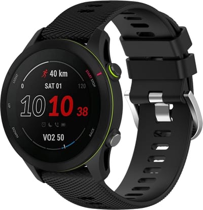 Siliconen bandje - geschikt voor Garmin Venu (2 Plus) / Venu SQ (2) / Vivomove (Style - Sport) / Vivoactive 3 / 5 / 6 / Forerunner 55 / 165 / 245 / 645 / 570 - 42mm - zwart