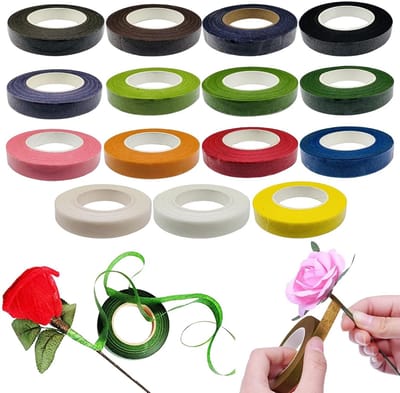 15 Rollen Bloemist Stem Wrap 90 Voet 12mm Breed Bloemist Tape voor Boeket Stelen Wrap in Mix Kleuren voor Creatieve Bloemstukken
