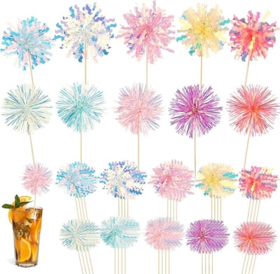 Dailygoods - 50 Stuks Folie Cake Toppers - Klatergoud Vuurwerk Decoratie voor Feestjes