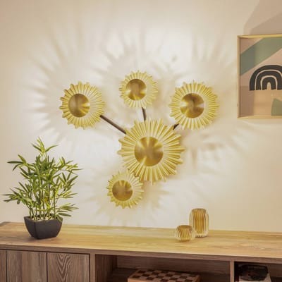 Lindby - wandlamp - 5lichts - ijzer - H: 72 cm - G9 - zwart, goud, brons gegalvaniseerd