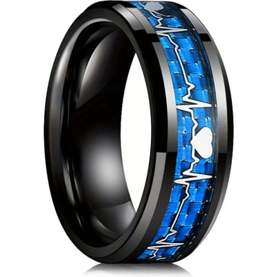 Mode Mannen Roestvrij Staal Ringen Inleg Zwart Rood Koolstofvezel Vingerringen Voor Mannen Trouwring Sieraden Dropshipping 11 black