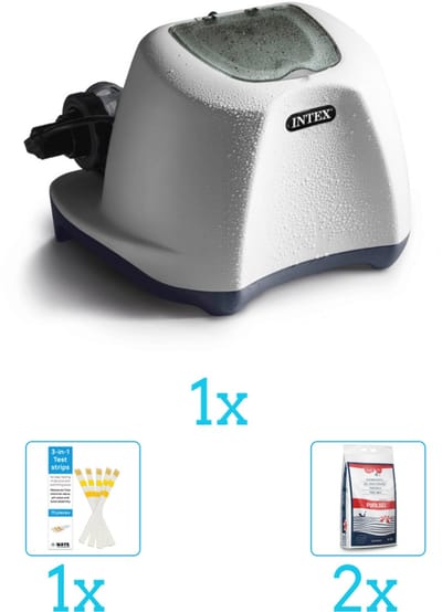 Intex QS1200 zoutwwatersysteem - Zwembaden tot 56.800 liter inclusief Zwembadzout (2 stuks) en Testrips
