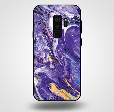 Smartphonica Telefoonhoesje voor Samsung Galaxy S9 Plus met marmer opdruk - TPU backcover case marble design - Goud Paars geschikt voor Samsung Galaxy S9 Plus