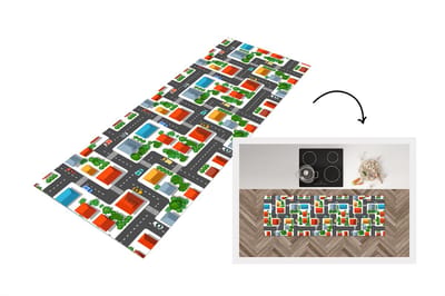 Keukenloper - Loper keuken - Patronen - Auto - Huis - 150x50 cm - Keukenloper vinyl