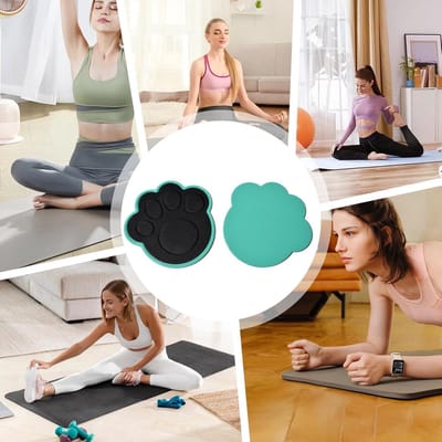 Oefening Core Sliders - Fitness Glijders - Kerntraining Versterken - Paw Print Design - 176 cm Lengte - Cyaan Blauw