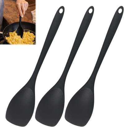 Kooklepels Set - Siliconen Lepels - Koken en Bakken - Hittebestendig tot 210°C - 3 stuks - Zwart