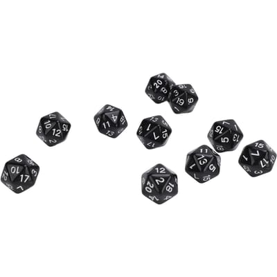 Ensemble de 10 dés polyédriques en plastique léger, dés à 20 faces pour jeux de rôle et jeux de table, vert