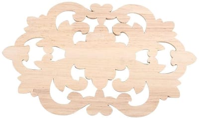 Dailygoods- Houten Ornament - Decoratie Wand - Houten Decoratie - Houten Ornamenten - Bloemmotief - Rubberhout - 22x14 cm
