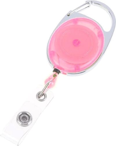 Fako Bijoux - Uittrekbare Sleutelhanger Met Koord - Rolspeld - Yoyo - Jojo - Skipashouder - Nylon - 36x56mm - Transparant - Roze
