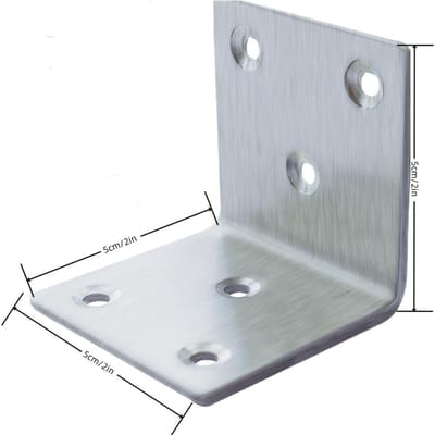 Robuuste L-beugels, 5,08 cm x 5,08 cm x 5,08 cm - Duurzame 90° Hoekbeugels voor Houten Meubels, Planken en Doe-het-zelf Projecten, Roestbestendig Geborsteld 1 pcs