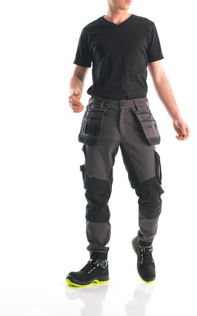 BITCO GARONNE Stretch Werkbroek Heren Grijs - Waterafstotende en Olieafstotende Kniebeschermerzakken Verstevigd met CORDURA®