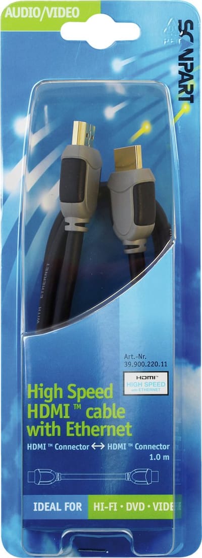 Scanpart HDMI kabel 1 meter - 4K Ultra HD@30Hz - Full HD@60Hz - High Speed with Ethernet - 10.2 Gbps - HDMI 1.4 - HEC - ARC